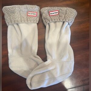 Hunter Beige Knit Cuff Fleece Socks